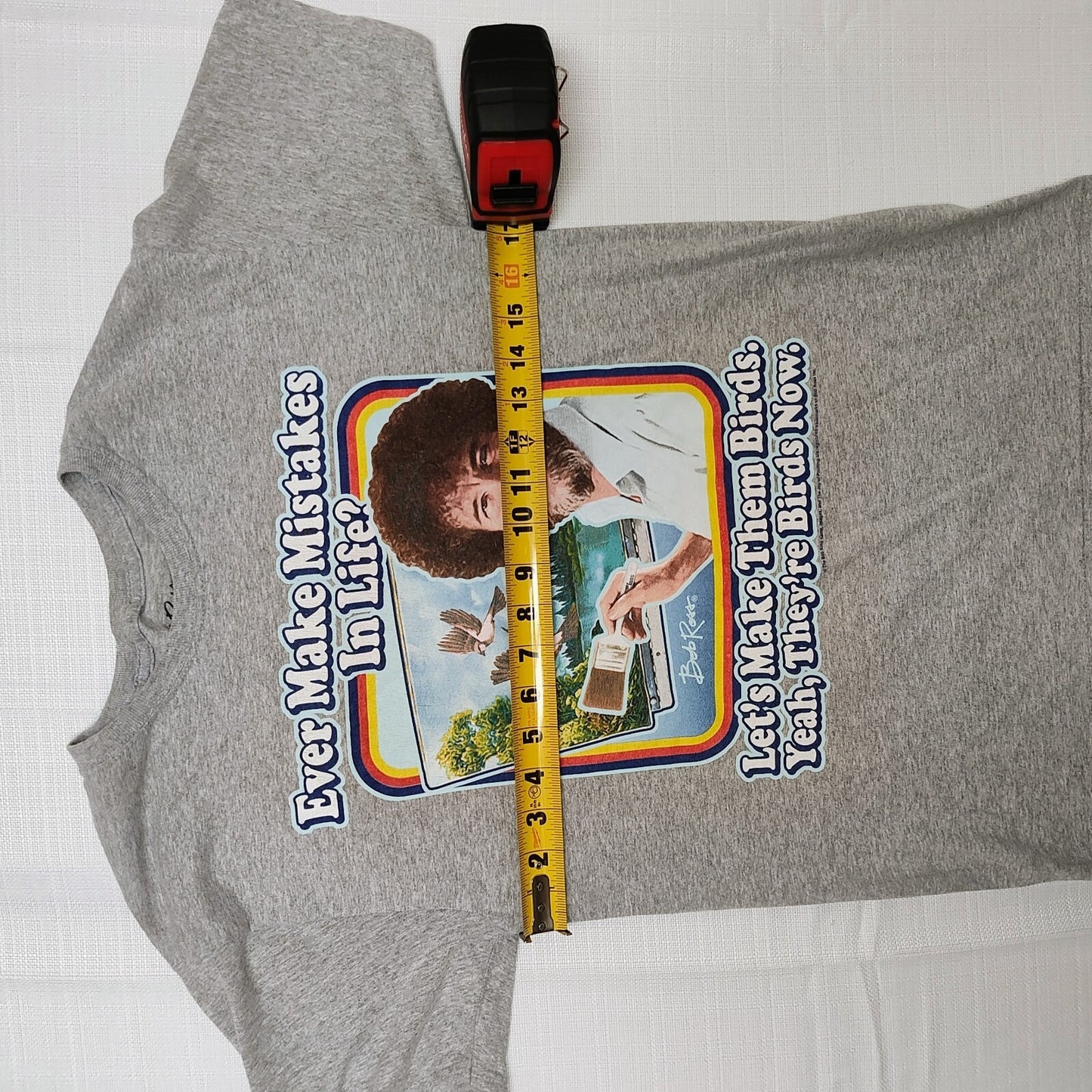Bob Ross "Ever Makes Mistakes in Life? Let's Make Them Birds" T-Shirt (S)