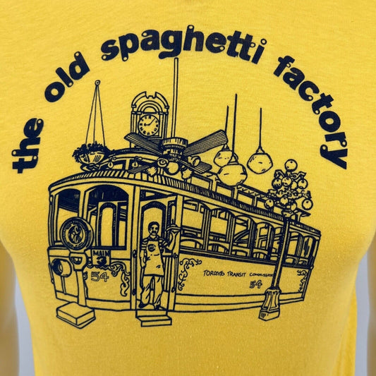 Vintage 1970s The Old Spaghetti Factory Toronto, Canada Yellow T-Shirt (XS)