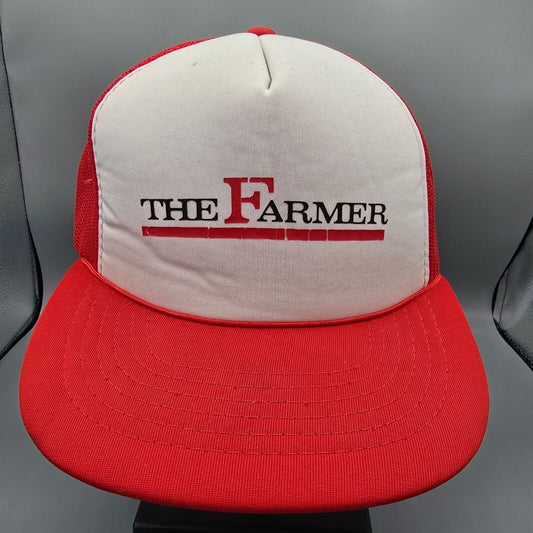 Vintage Distressed 1980s The Farmer Magazine Red & White Yupoong Trucker Hat