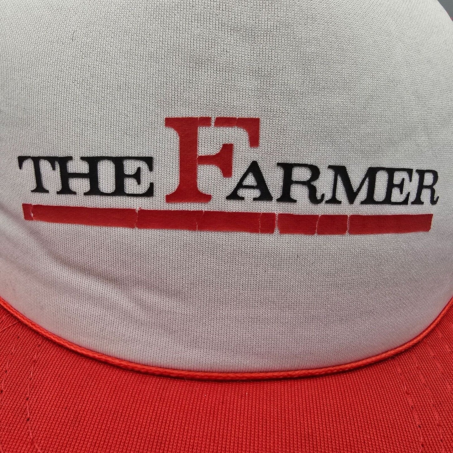Vintage Distressed 1980s The Farmer Magazine Red & White Yupoong Trucker Hat