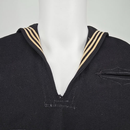 Vintage 1950s US Navy Black Gabardine Wool Crackerjack Liberty Jumper (40/M)