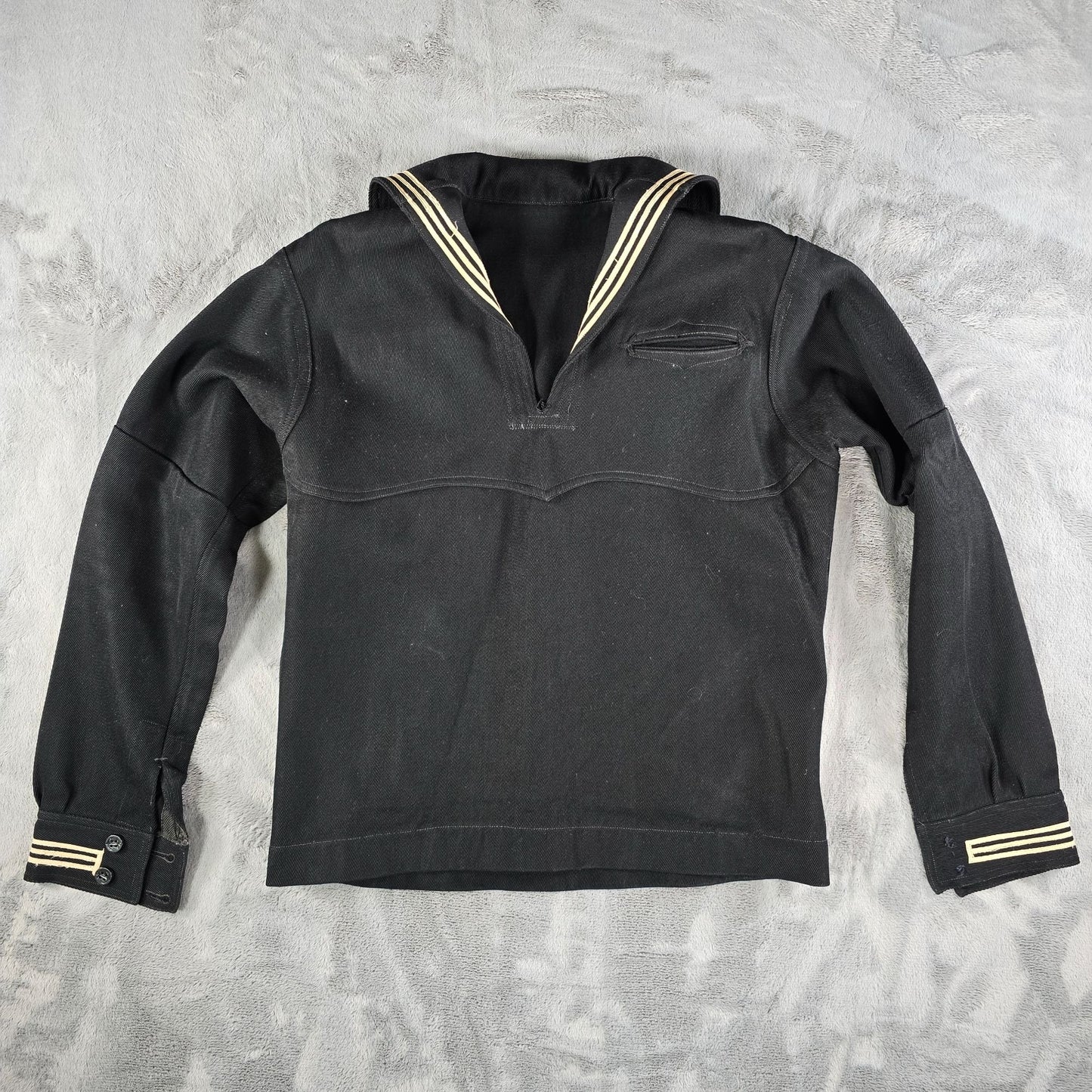 Vintage 1950s US Navy Black Gabardine Wool Crackerjack Liberty Jumper (40/M)