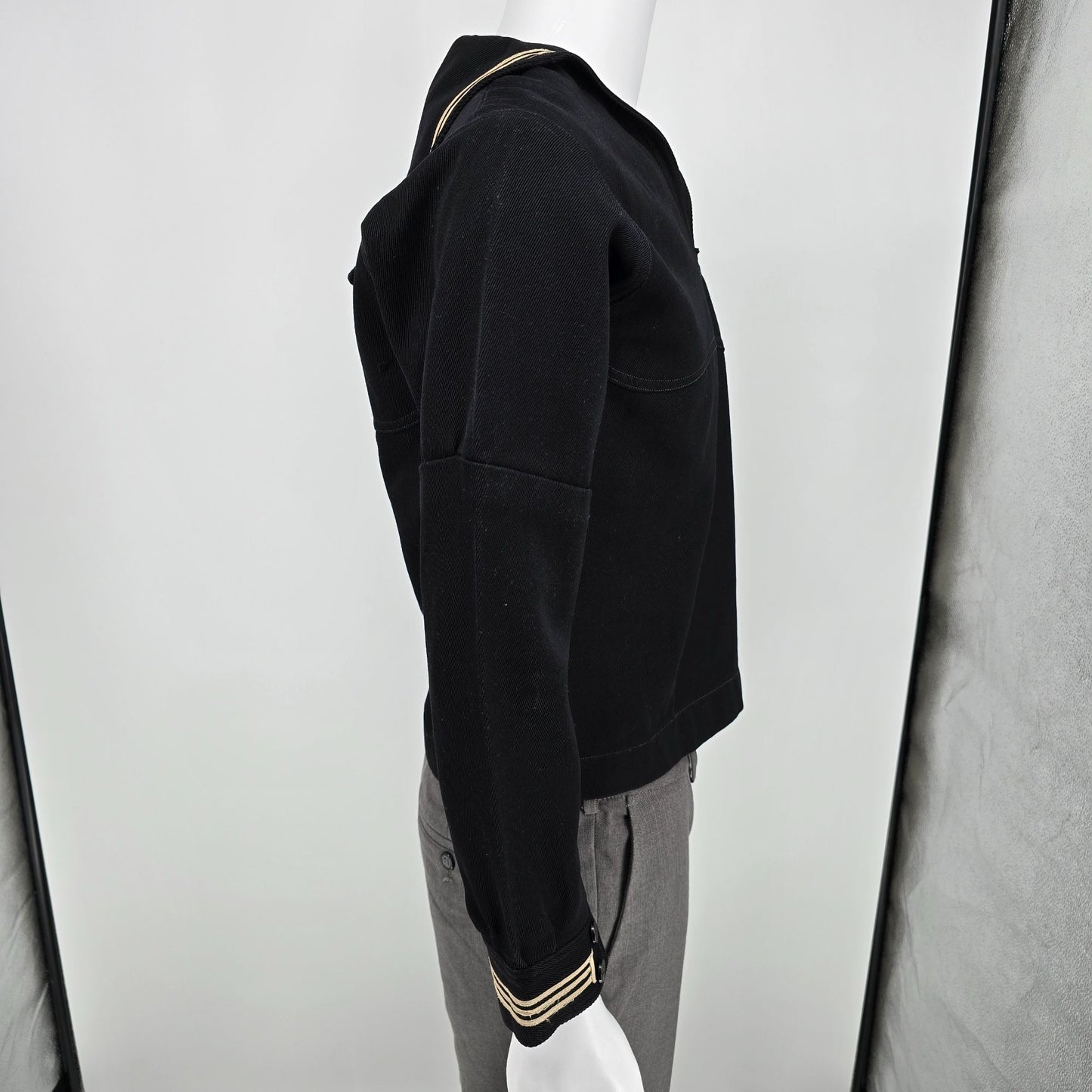 Vintage 1950s US Navy Black Gabardine Wool Crackerjack Liberty Jumper (40/M)
