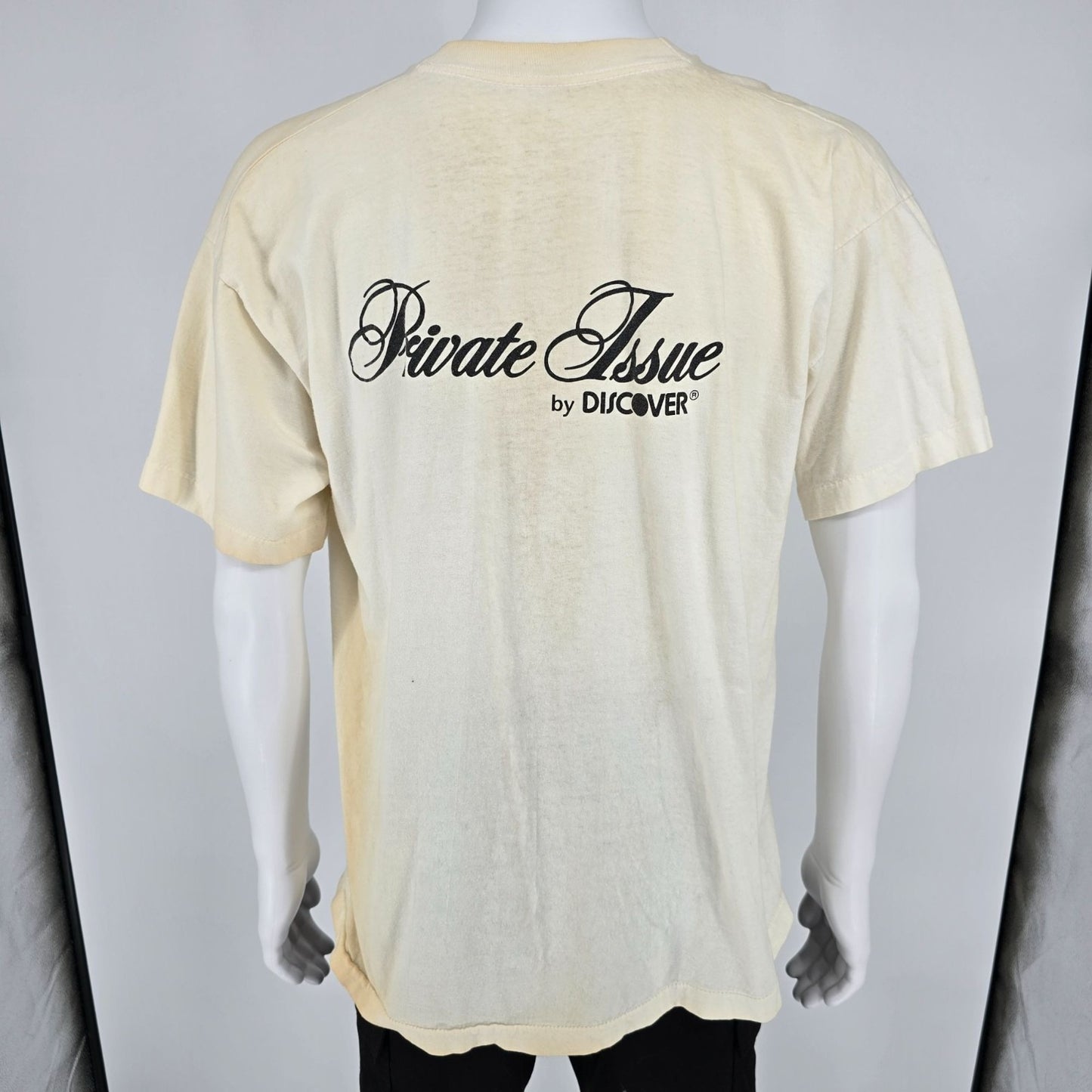 Distressed Vintage 1990s Private Issue by Discover Credit Card T-Shirt (L/XL)