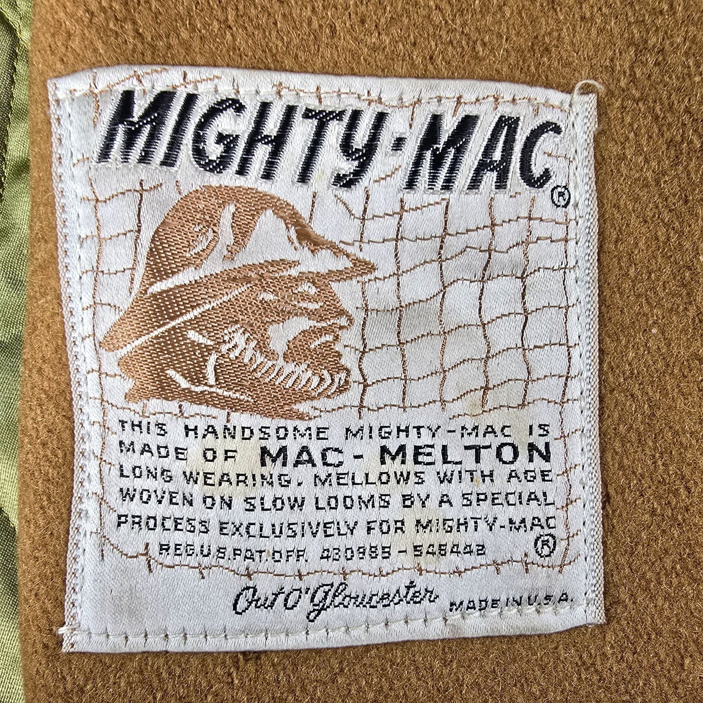 Distressed Vintage 1960s Mighty-Mac Out O' Gloucester Melton Wool Heavy Coat (M)
