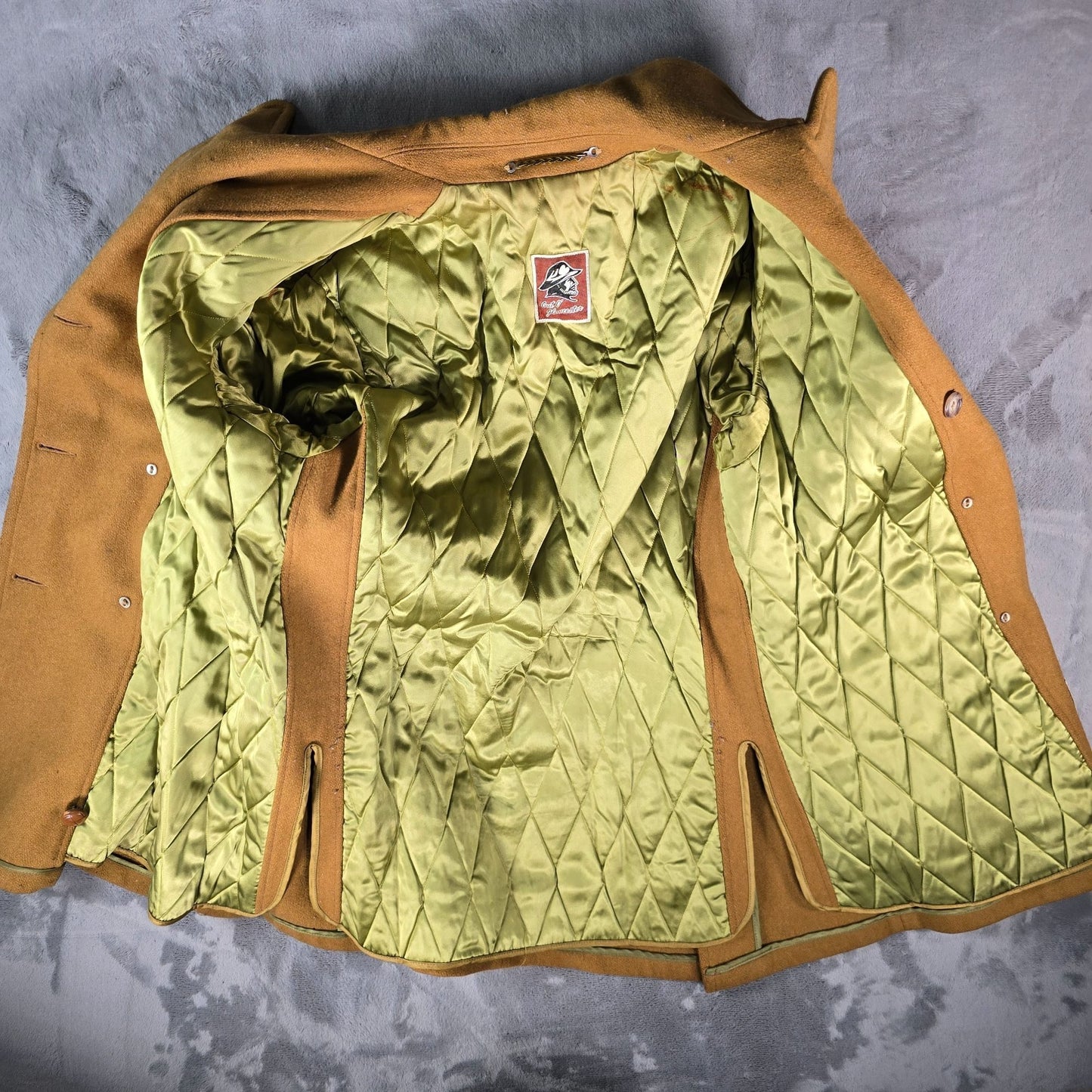 Distressed Vintage 1960s Mighty-Mac Out O' Gloucester Melton Wool Heavy Coat (M)