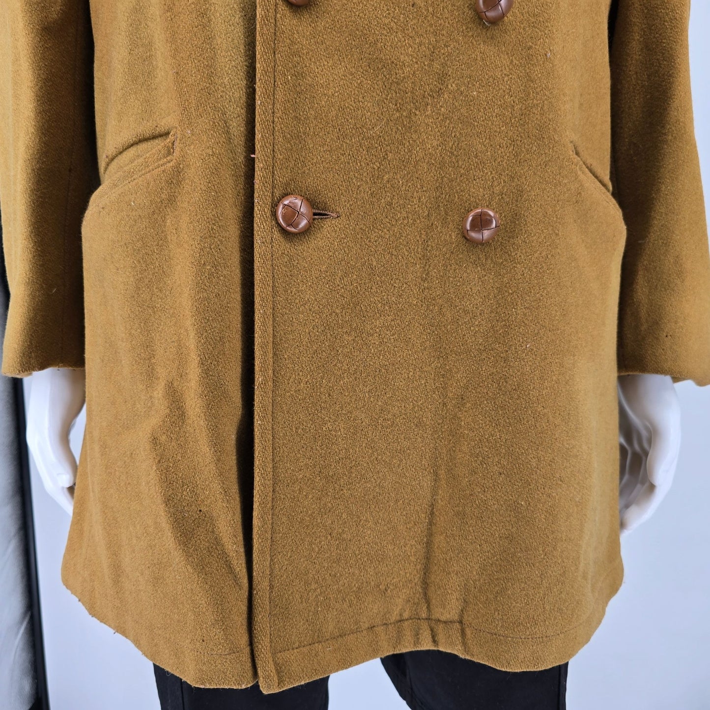 Distressed Vintage 1960s Mighty-Mac Out O' Gloucester Melton Wool Heavy Coat (M)