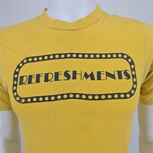 Vintage 1970s Belton Yellow "Refreshments" Movie Theater Marquee T-Shirt (XS/S)