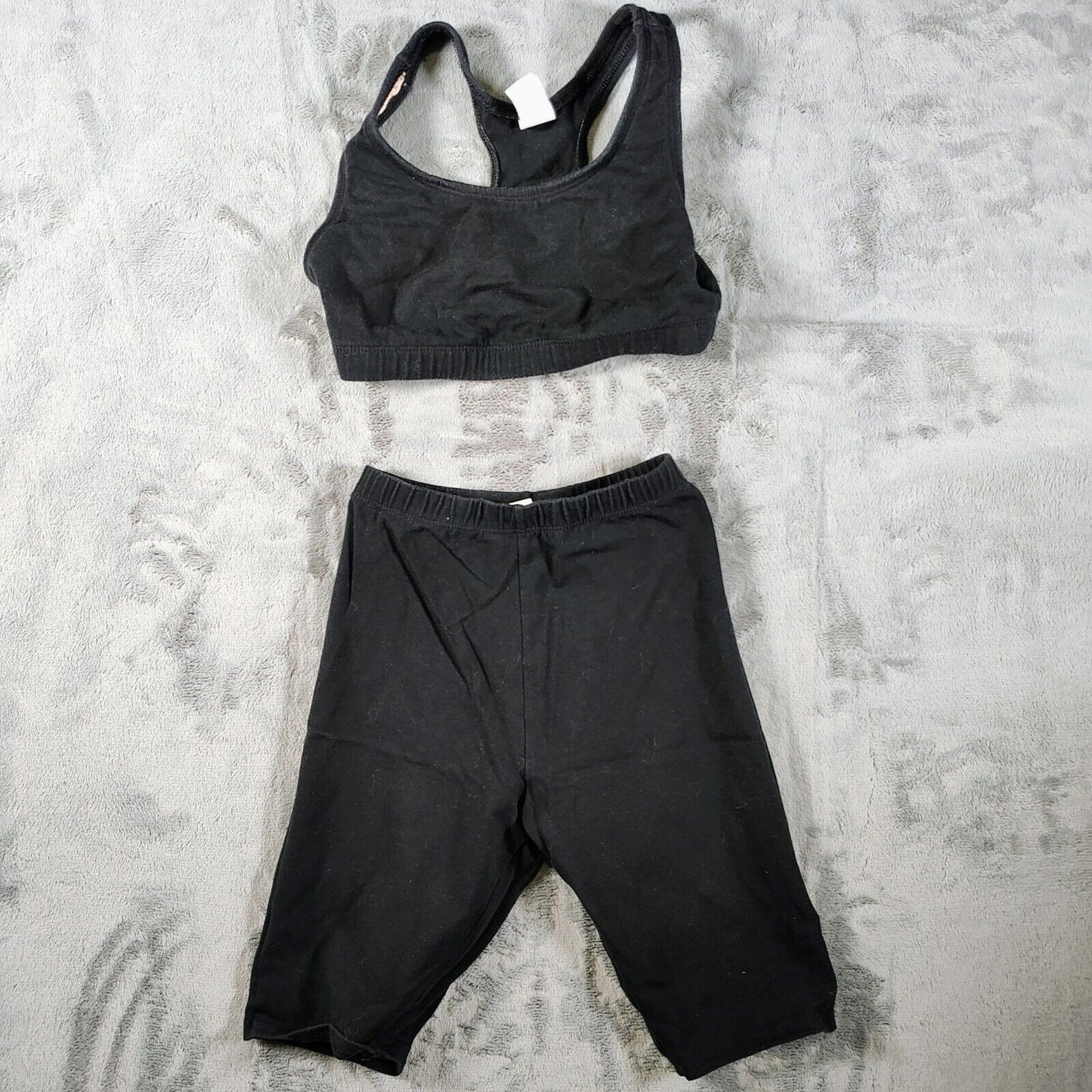Vintage 1980s The Body Co. Womens Black Spandex Sports Bra & Shorts Set (Small)