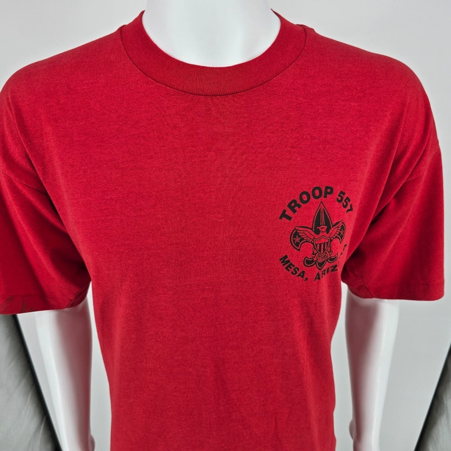 Vintage 1990s Troop 556 Meza Arizona Boy Scouts Single Stitch Red T-Shirt (XL)