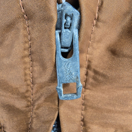 Vintage 1960s Sportcaster Ski Fashions Belted Brown Nylon Ski Jacket (XL)