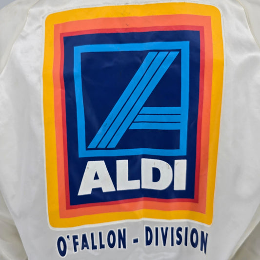 Vintage 1980s Auburn Sportswear Aldi O'Fallon-Division Satin Bomber Jacket (M)