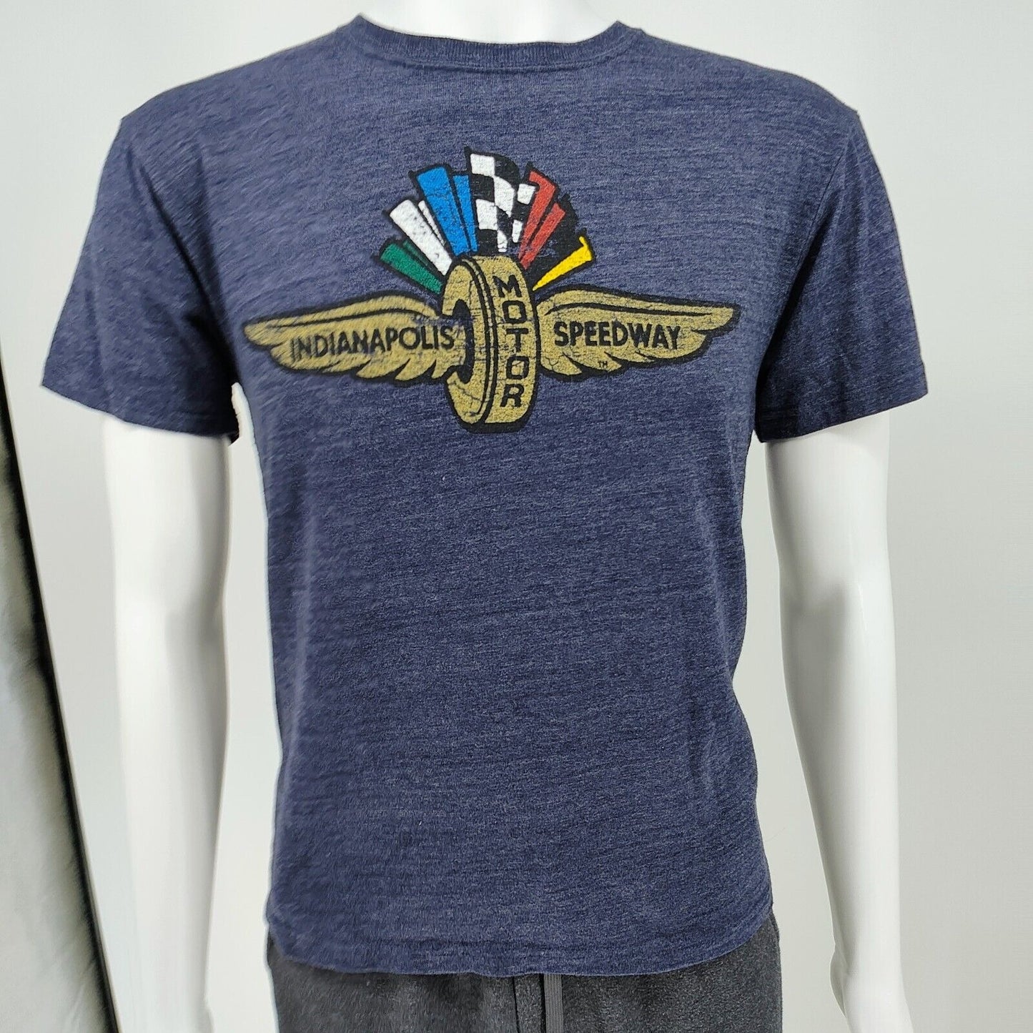 Indianapolis Motor Speedway Wing Wheel Flag Logo Graphic T-Shirt (Boys Large)