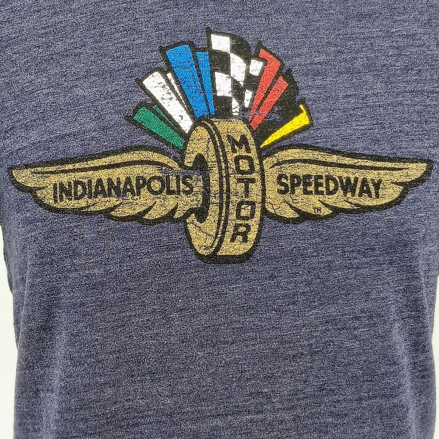 Indianapolis Motor Speedway Wing Wheel Flag Logo Graphic T-Shirt (Boys Large)