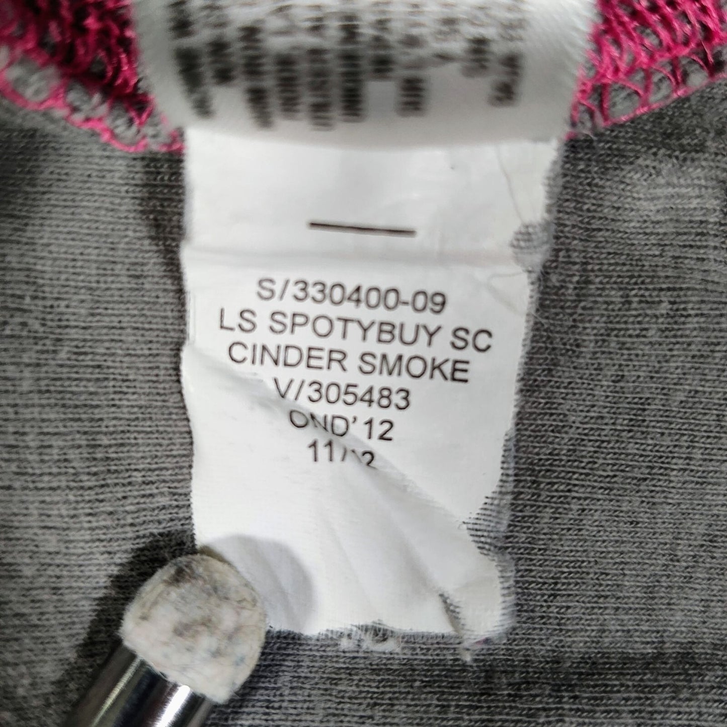 Old Navy 2012 Womens Long Sleeve Gray Cotton Top W/ Pink Stitching (S) *Flawed*