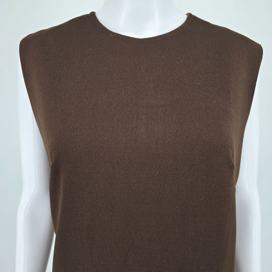 Vintage 1960s Georgia Griffin Fashions Brown Sleeveless Shift Dress (L)