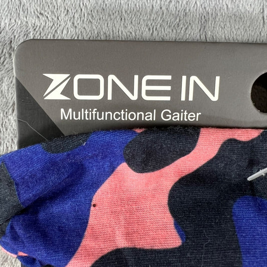 NWT Zone In Pink/Black/Blue Camo Pattern Multifunctional Gaiter (One Size)