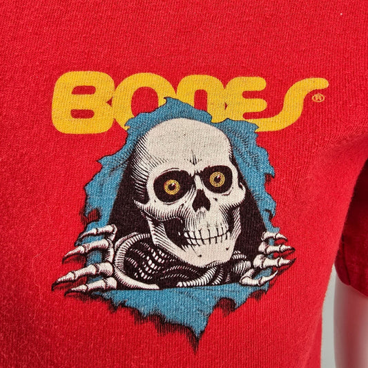 Powell Peralta Bones Ripper Skateboarding Red Graphic T-Shirt (S) *Flaws