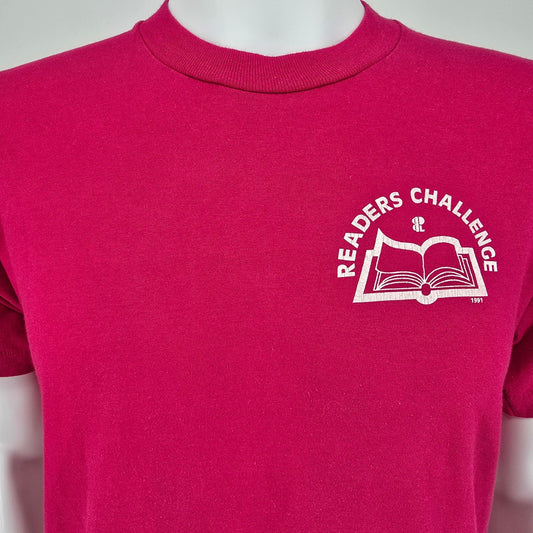 Vintage 1990s Screen Stars Best Pink Readers Challenge 1991 T-Shirt (M)