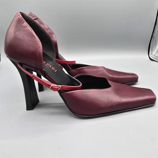 Vintage Deadstock Y2K Pari & Pari Bordeaux Instep-Strap Pumps (EU 37/ US 6.5)