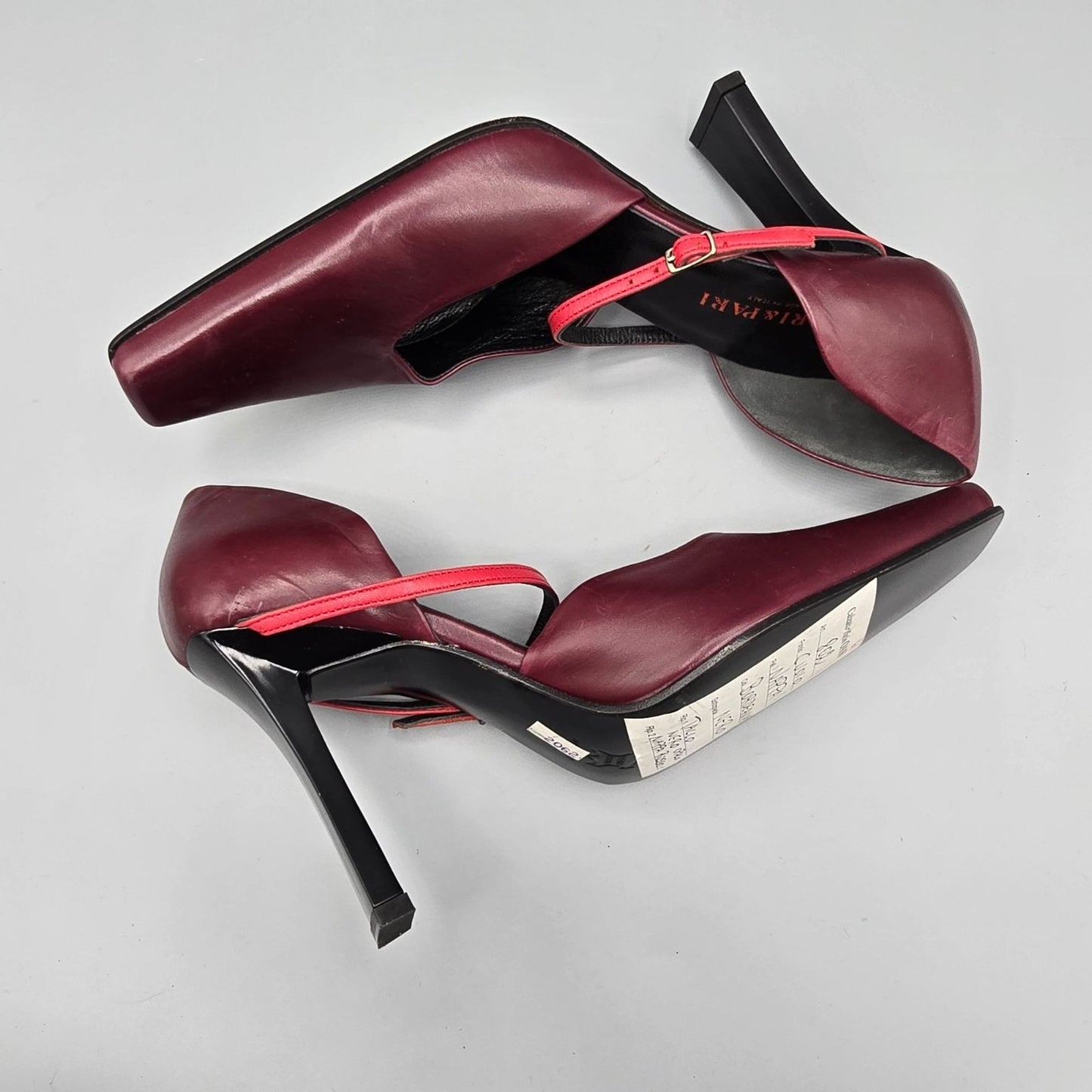 Vintage Deadstock Y2K Pari & Pari Bordeaux Instep-Strap Pumps (EU 37/ US 6.5)