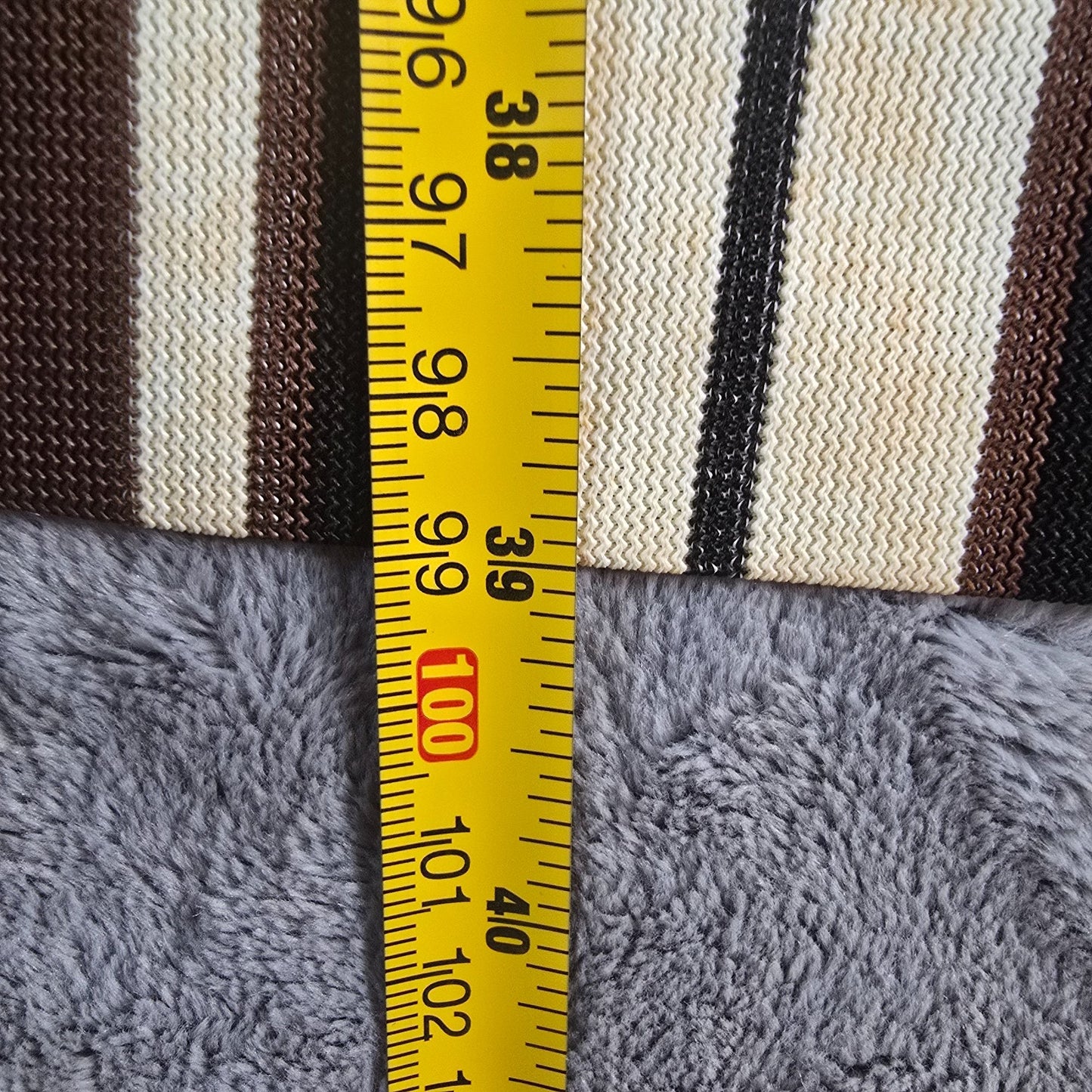 Vintage 1970s Brown/Cream/Black Mod Op Art Vertical Striped Shift Dress (M)