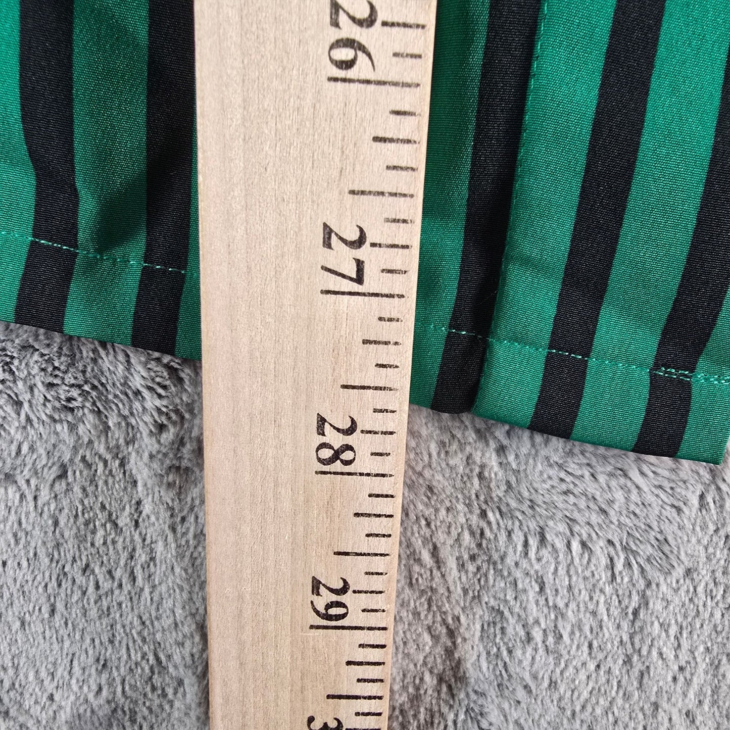 Vintage 1990s Koret Petites Green/Black Stripes Shoulder Pad Blouse (18/XL)