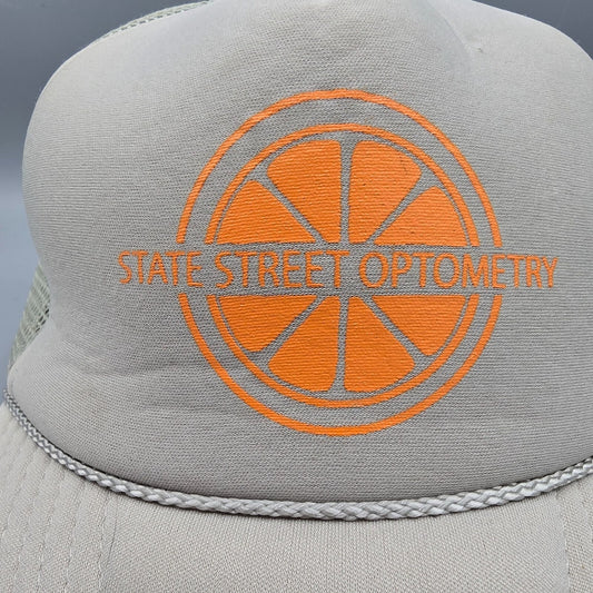 State Street Optometry Redlands California Beige & Orange Sun Cap Trucker Hat