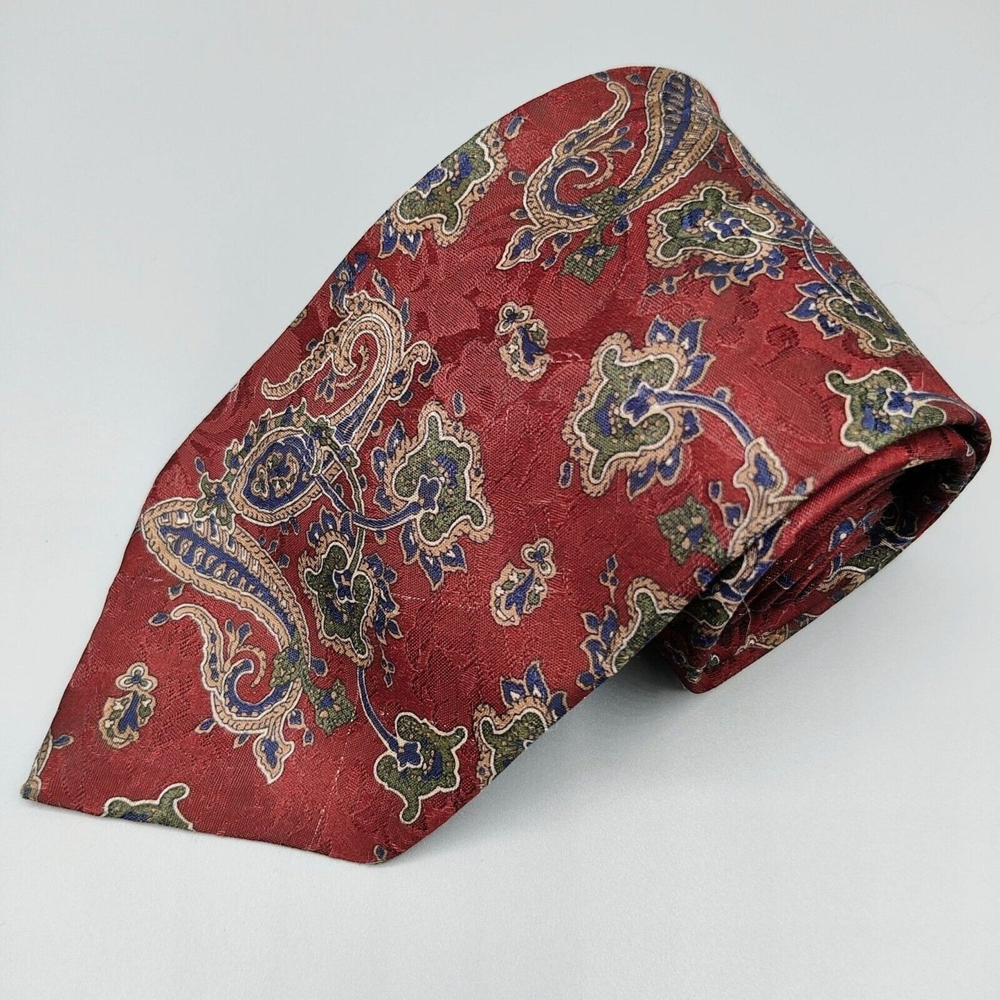 Vintage Envoy Paisley Pattern Red, Blue, Green and Brown Necktie