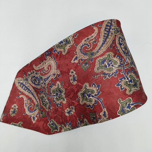 Vintage Envoy Paisley Pattern Red, Blue, Green and Brown Necktie