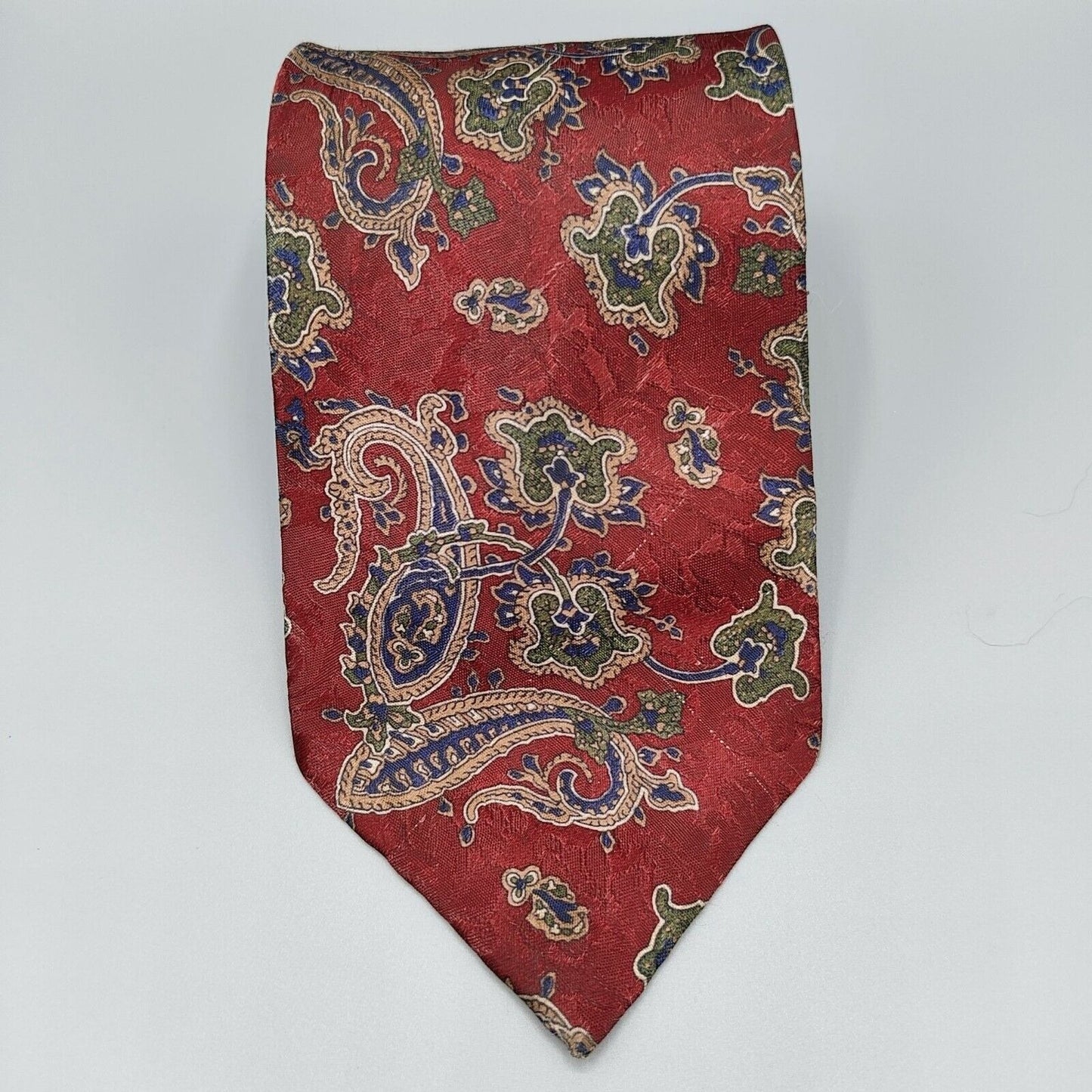 Vintage Envoy Paisley Pattern Red, Blue, Green and Brown Necktie