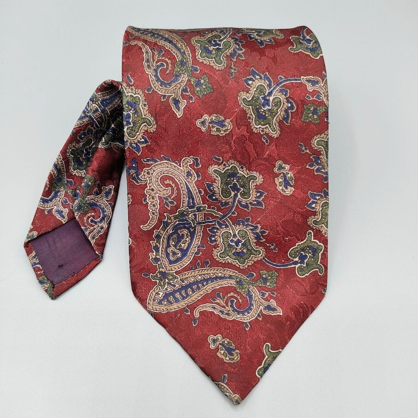Vintage Envoy Paisley Pattern Red, Blue, Green and Brown Necktie
