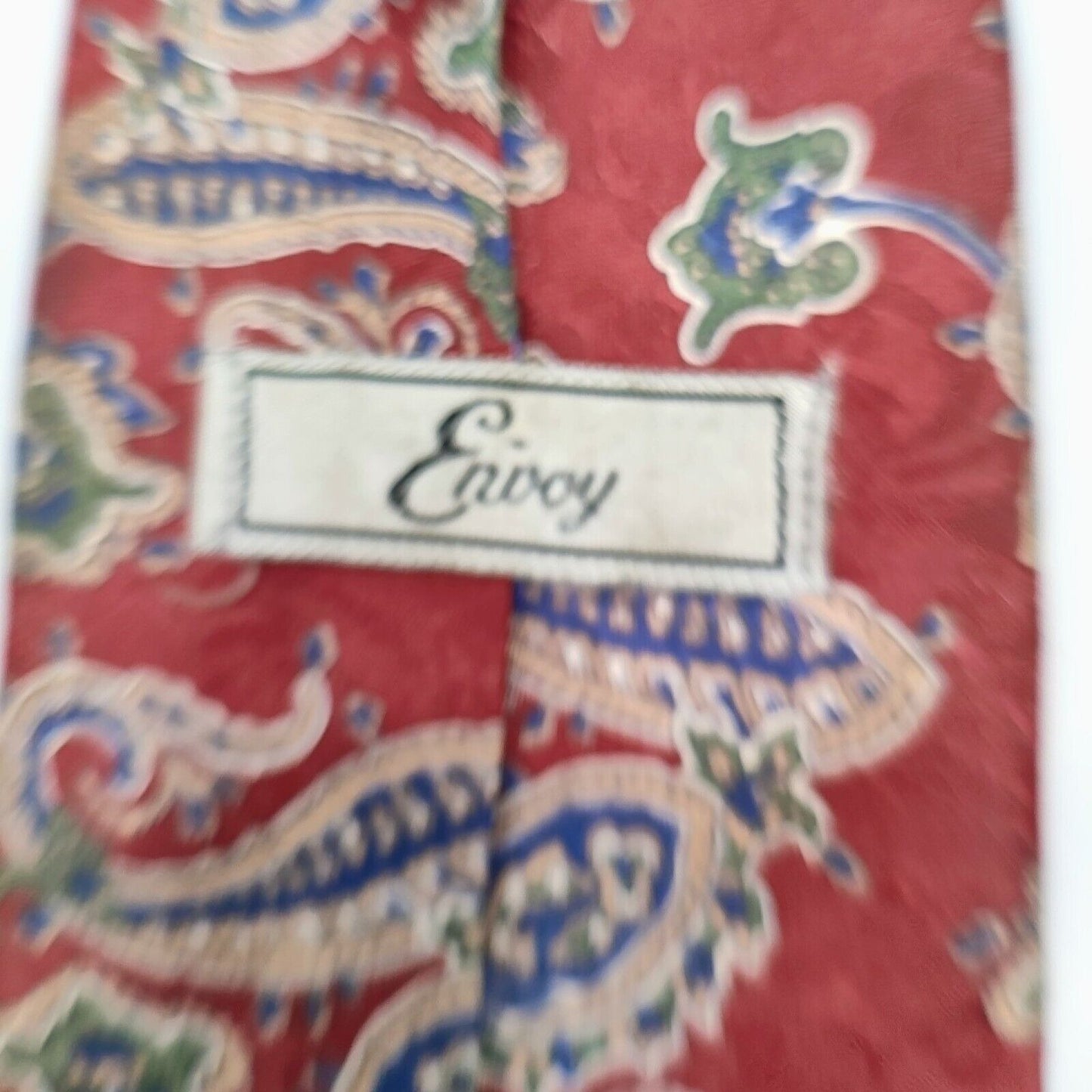 Vintage Envoy Paisley Pattern Red, Blue, Green and Brown Necktie