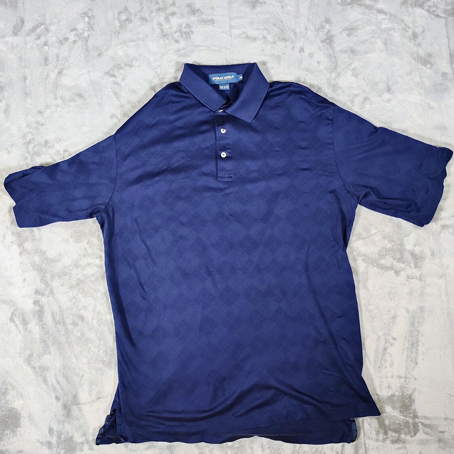 Vintage Polo Golf Ralph Lauren Blue Argyle/Diamond Pattern Polo (Large)