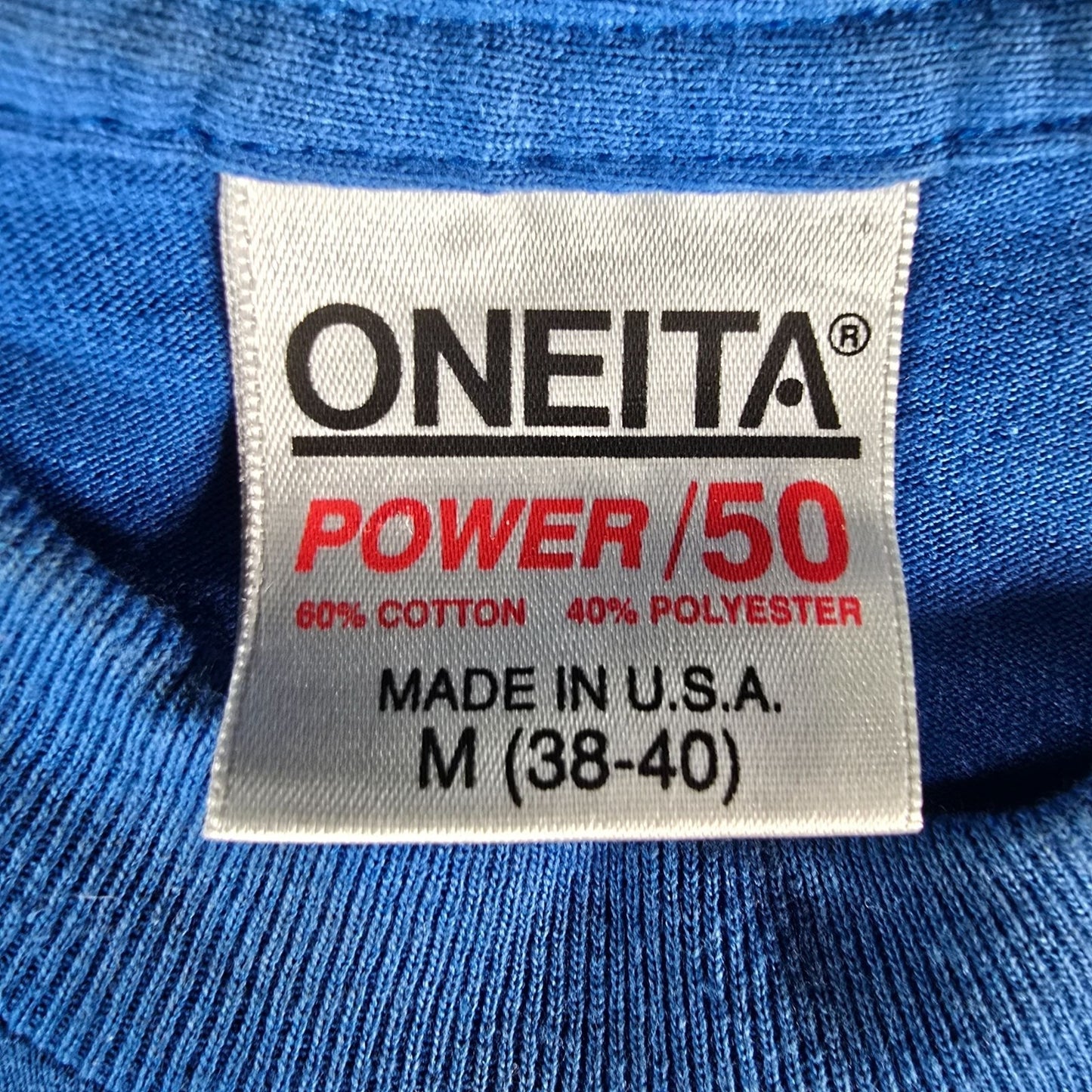 Vintage 1990s Oneita Blue/Silver Galaxy Glitter Print Single Stitch T-Shirt (S)