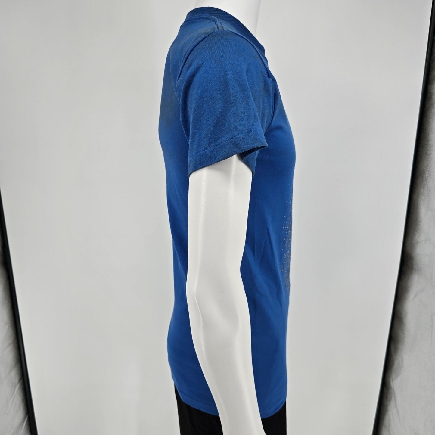 Vintage 1990s Oneita Blue/Silver Galaxy Glitter Print Single Stitch T-Shirt (S)