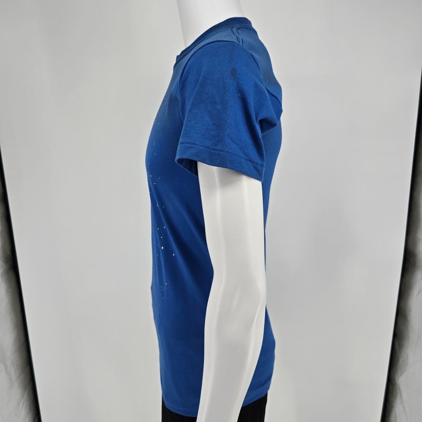 Vintage 1990s Oneita Blue/Silver Galaxy Glitter Print Single Stitch T-Shirt (S)