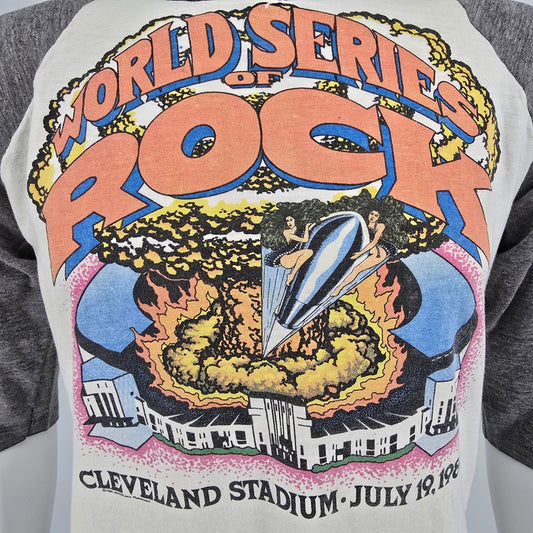 Vintage 1980 World Series of Rock Cleveland Stadium Raglan Concert T-Shirt (M)