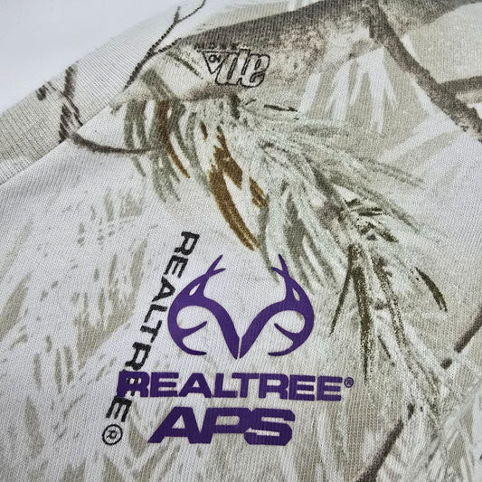 2010s Realtree APS Snow Camo V-Neck Long Sleeve Performance T-Shirt (Womens XXL)