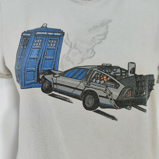 Shirt.Woot Dr. Who Tardis Back to the Future DeLorean Graphic T-Shirt (S) *Fair*