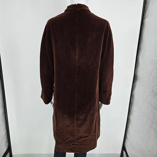 Vintage 1960s Lawrence of London Fabric by Crompton Brown Velveteen Coat (M)