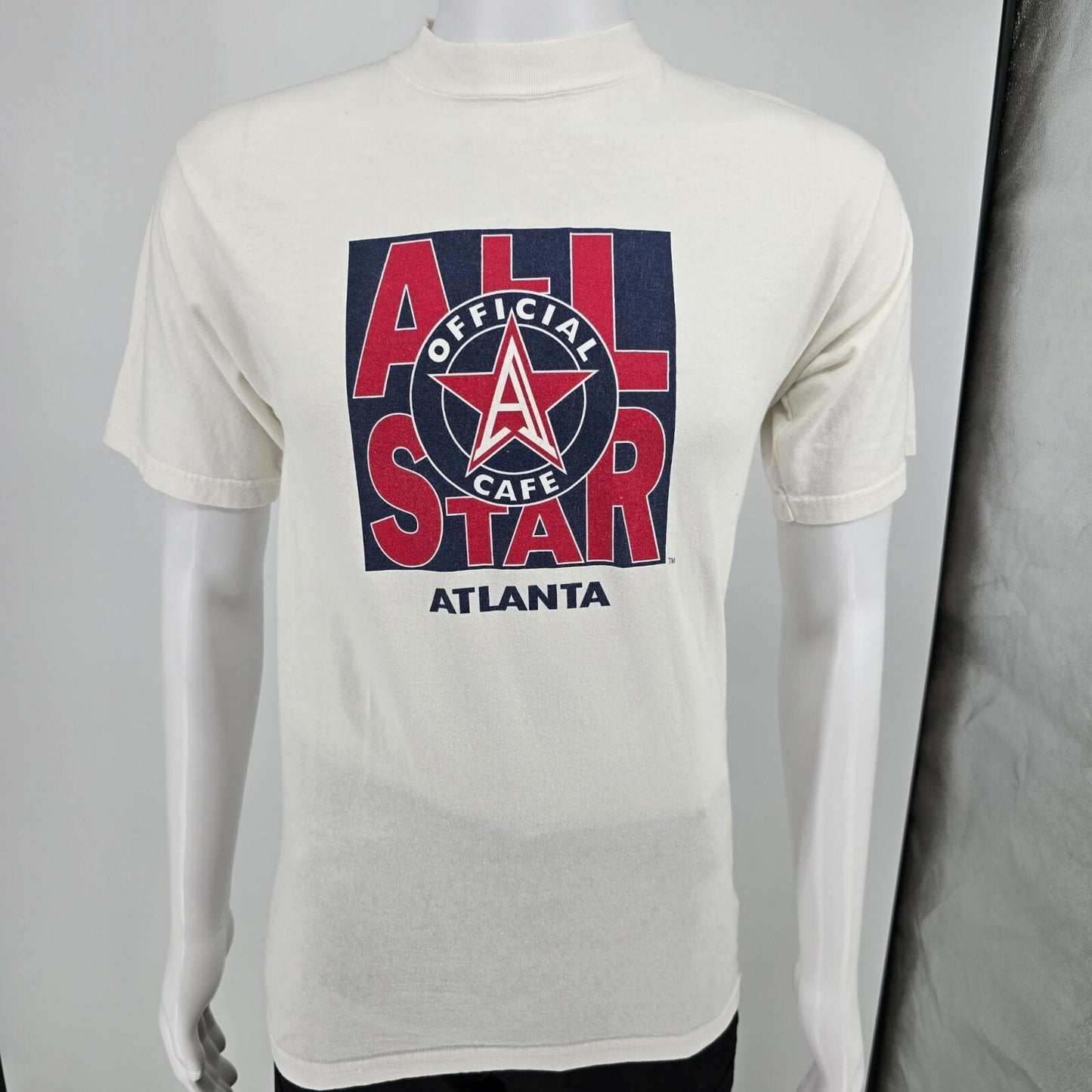 Vintage 1990s Official All Star Cafe Atlanta White Cotton Logo T-Shirt (Small)