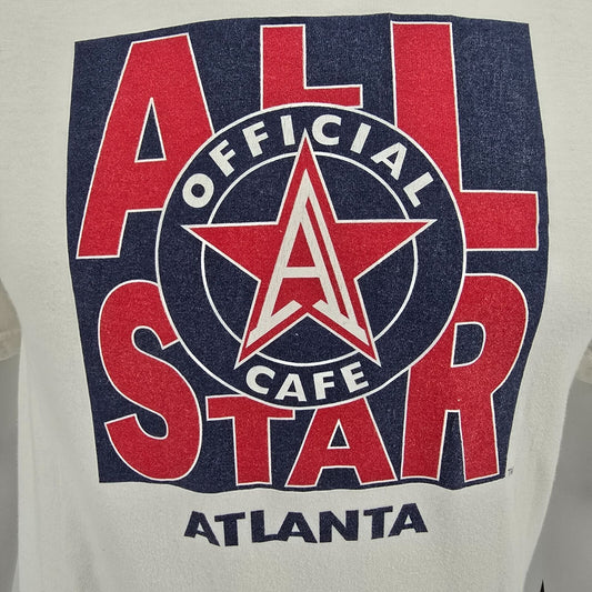 Vintage 1990s Official All Star Cafe Atlanta White Cotton Logo T-Shirt (Small)