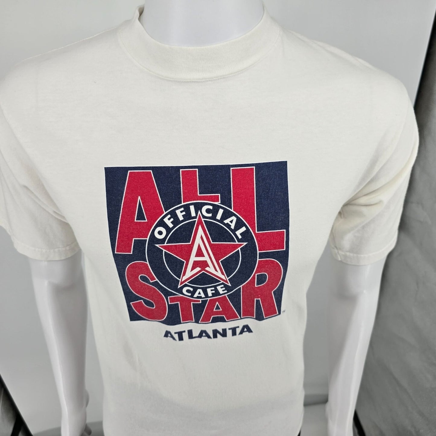 Vintage 1990s Official All Star Cafe Atlanta White Cotton Logo T-Shirt (Small)