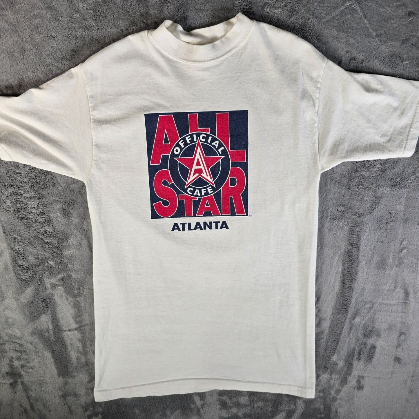 Vintage 1990s Official All Star Cafe Atlanta White Cotton Logo T-Shirt (Small)