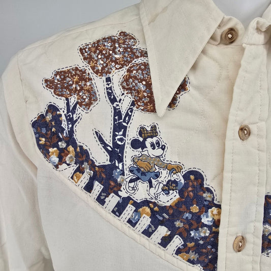Vintage 1970s Disney Mickey Mouse/Minnie Mouse Quilted Western Shirt (M) *Flaws