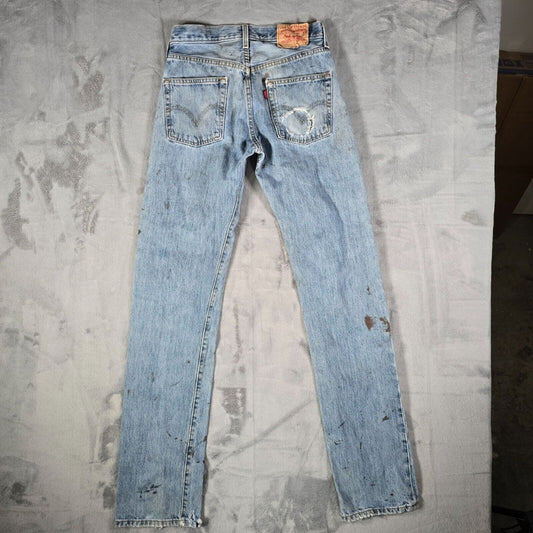 2008 Thrashed Levi's 501-0193 Medium Stonewash Denim Blue Jeans (28x36)