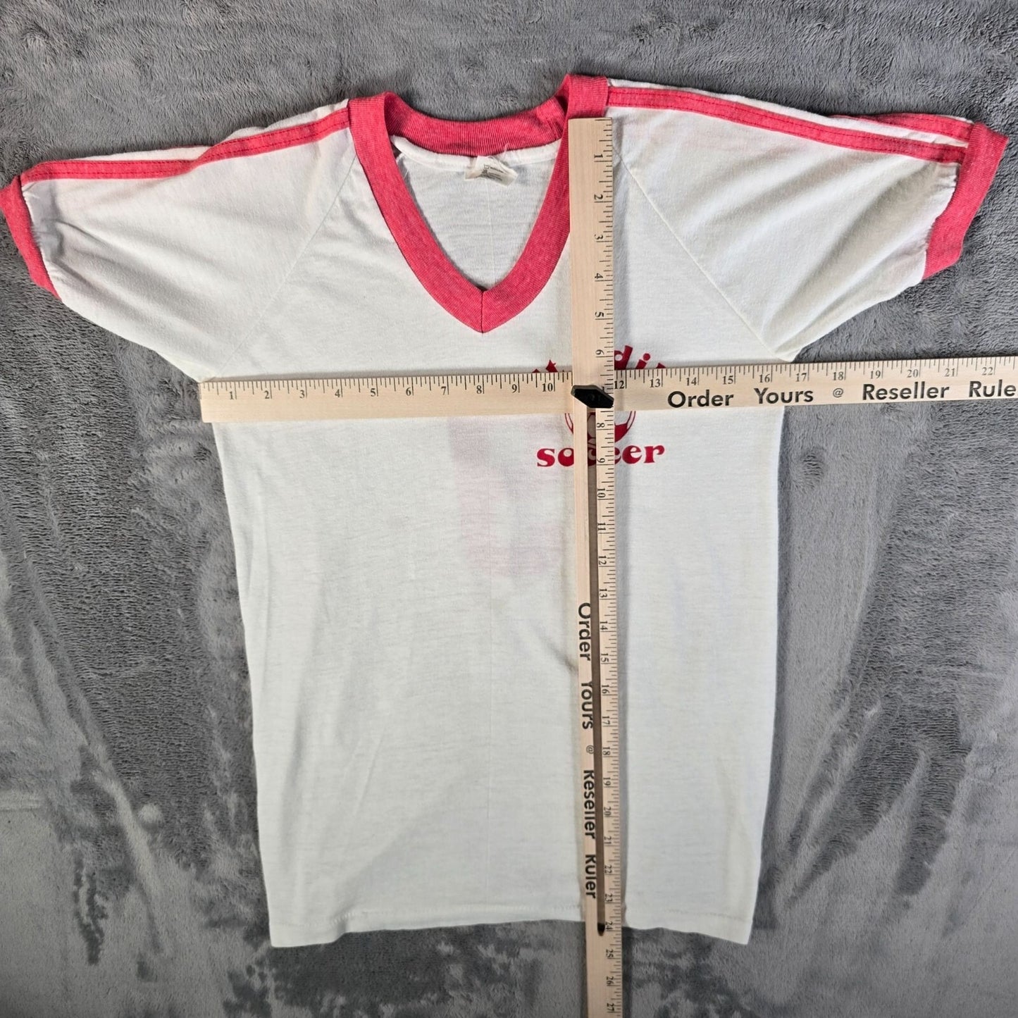 Vintage 1980s St. Odilo Soccer #9 Vintage Soccer Jersey Ringer Tee T=Shirt (XS)