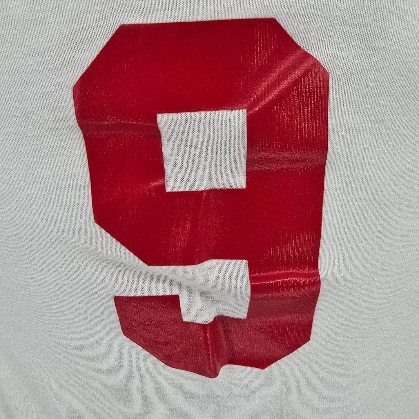 Vintage 1980s St. Odilo Soccer #9 Vintage Soccer Jersey Ringer Tee T=Shirt (XS)