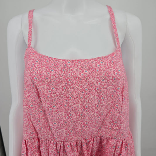 Vintage 1970s Pink Floral Sleeveless Spaghetti Strap Prairie Sundress (S/M)